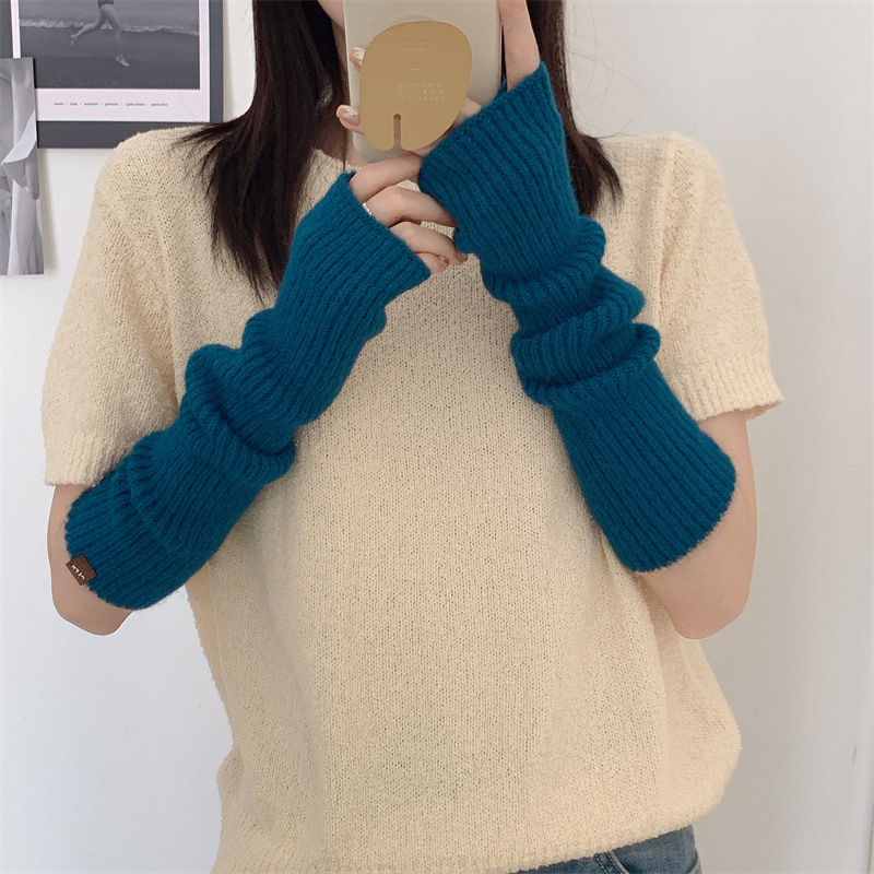 Kötött karvédők nőknek, koreai stílus, egyszínű minta, nyárra, őszre és télre alkalmas