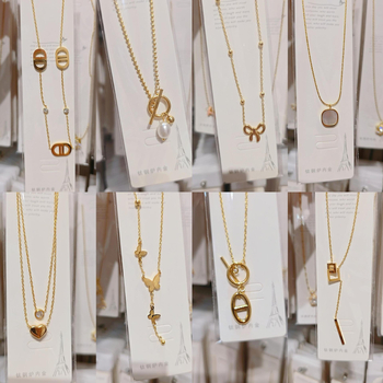 Ogrlica od titan čelika s geometrijskim privjeskom, običan lanac, elektroplatirano završetak