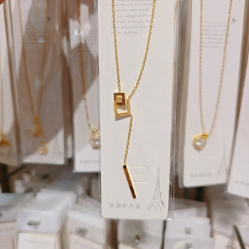 Ogrlica od titan čelika s geometrijskim privjeskom, običan lanac, elektroplatirano završetak