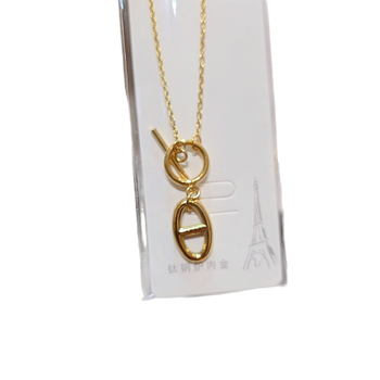 Ogrlica od titan čelika s geometrijskim privjeskom, običan lanac, elektroplatirano završetak