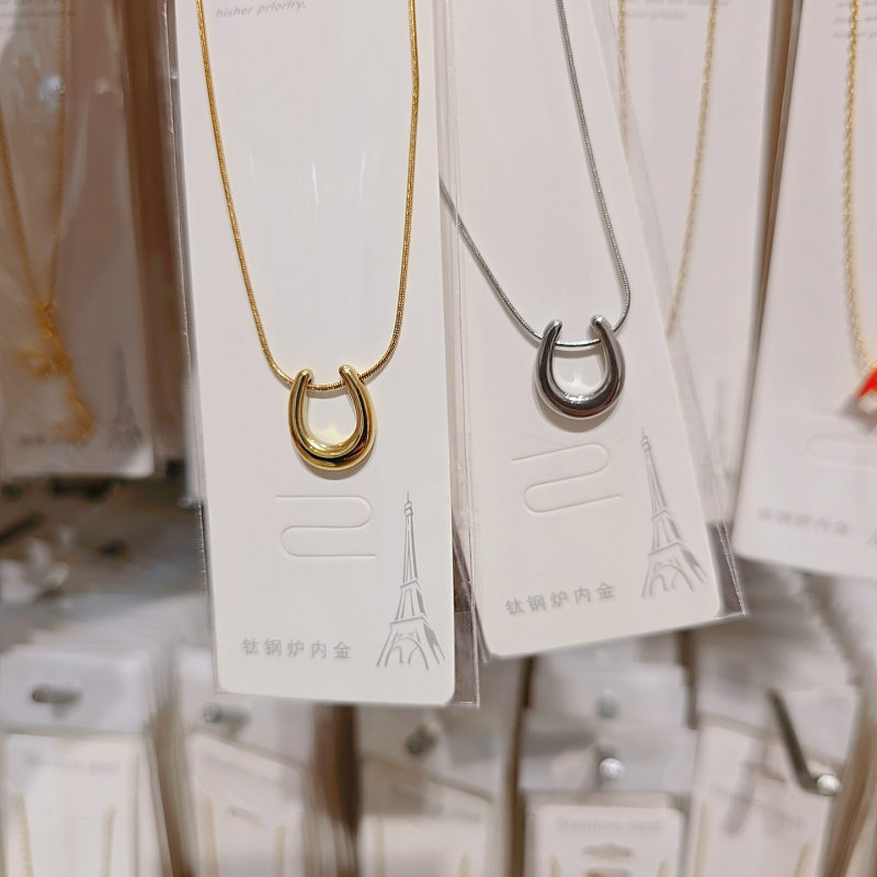 Ogrlica od titan čelika s geometrijskim privjeskom, običan lanac, elektroplatirano završetak