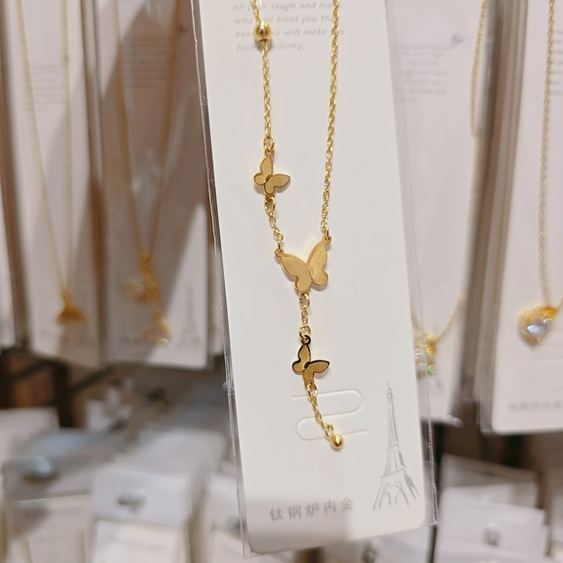 Ogrlica od titan čelika s geometrijskim privjeskom, običan lanac, elektroplatirano završetak