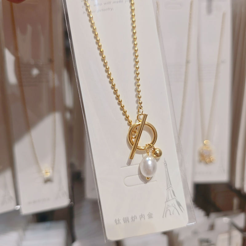 Ogrlica od titan čelika s geometrijskim privjeskom, običan lanac, elektroplatirano završetak