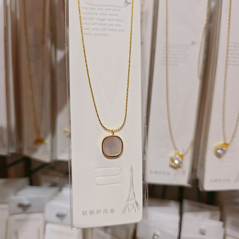 Ogrlica od titan čelika s geometrijskim privjeskom, običan lanac, elektroplatirano završetak