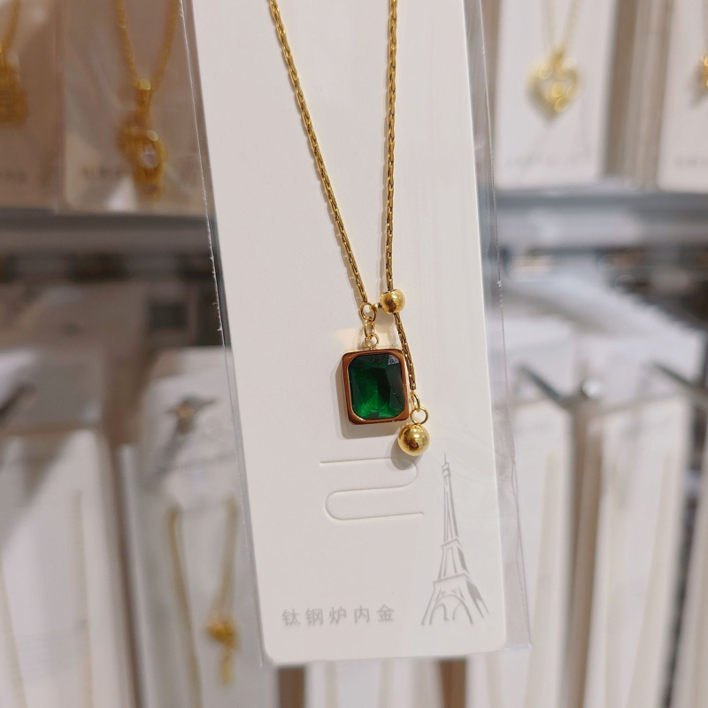 Ogrlica od titan čelika s geometrijskim privjeskom, običan lanac, elektroplatirano završetak