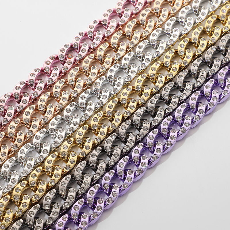 Lanac za pojas – Hip-hop lanac od plastike, kubanskog stila, unisex, duljina 60–80 cm, širina 14 mm