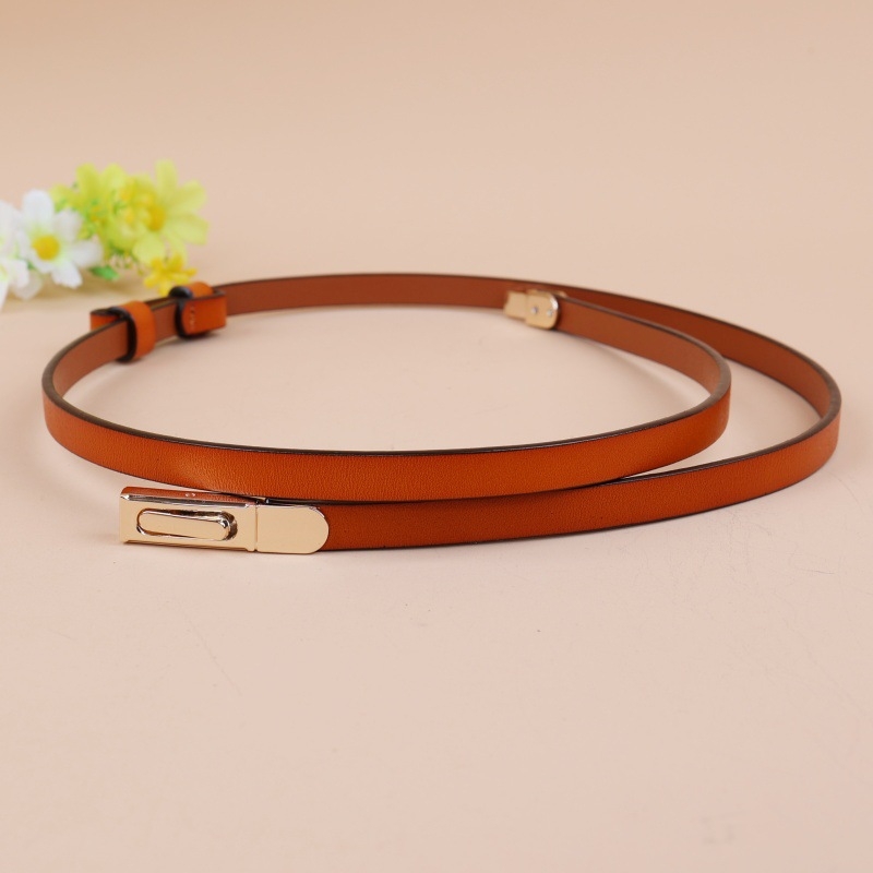 Ženski kaiš od dvostrukog goveđeg kože, kopča od prave kože, širina <2 cm, stil minimalistički, univerzalno