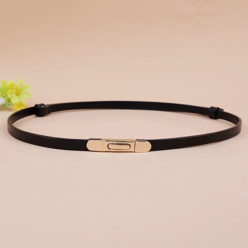Ženski kaiš od dvostrukog goveđeg kože, kopča od prave kože, širina <2 cm, stil minimalistički, univerzalno