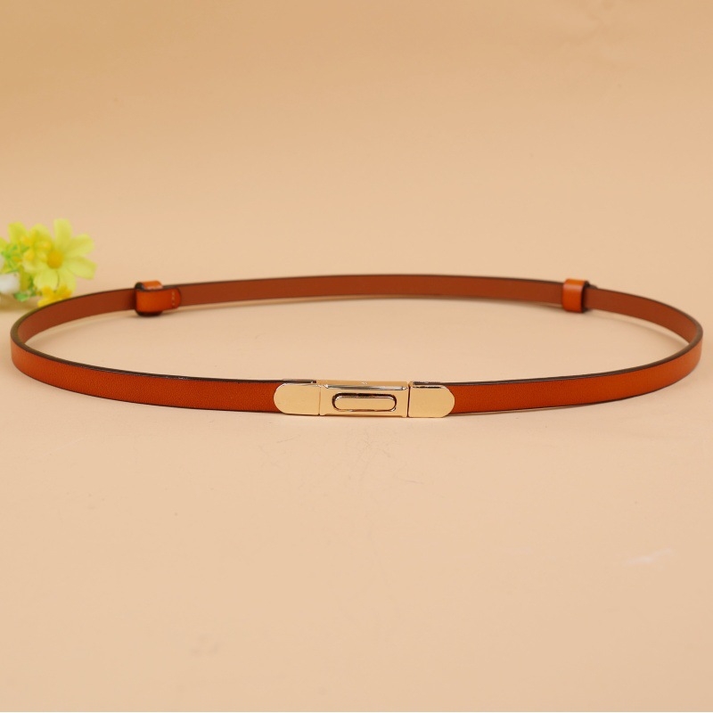 Ženski kaiš od dvostrukog goveđeg kože, kopča od prave kože, širina <2 cm, stil minimalistički, univerzalno