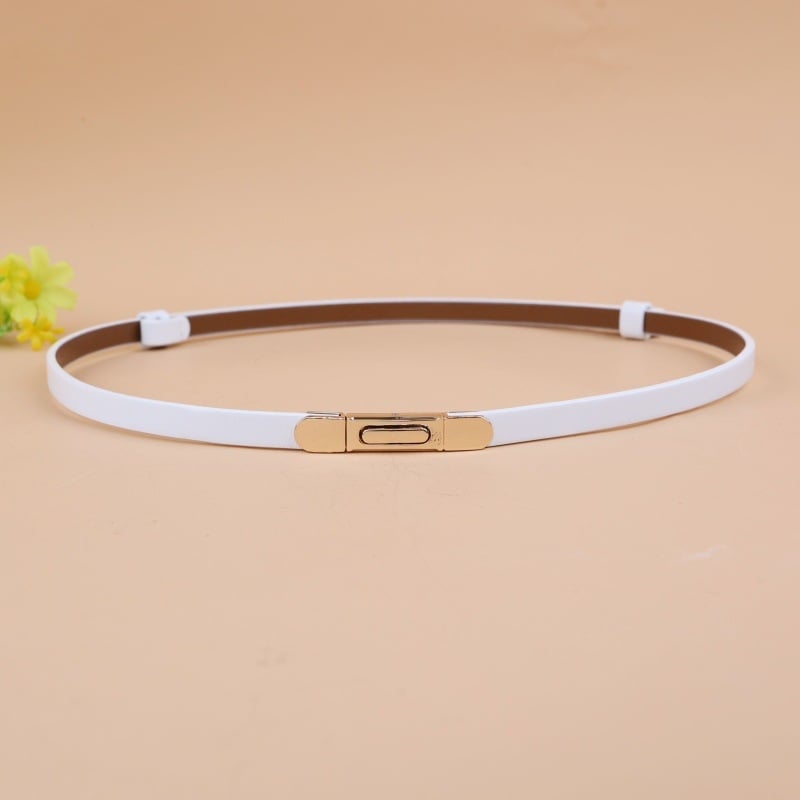 Ženski kaiš od dvostrukog goveđeg kože, kopča od prave kože, širina <2 cm, stil minimalistički, univerzalno