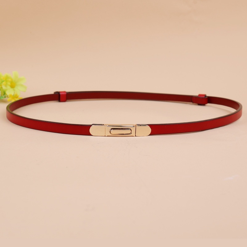 Ženski kaiš od dvostrukog goveđeg kože, kopča od prave kože, širina <2 cm, stil minimalistički, univerzalno