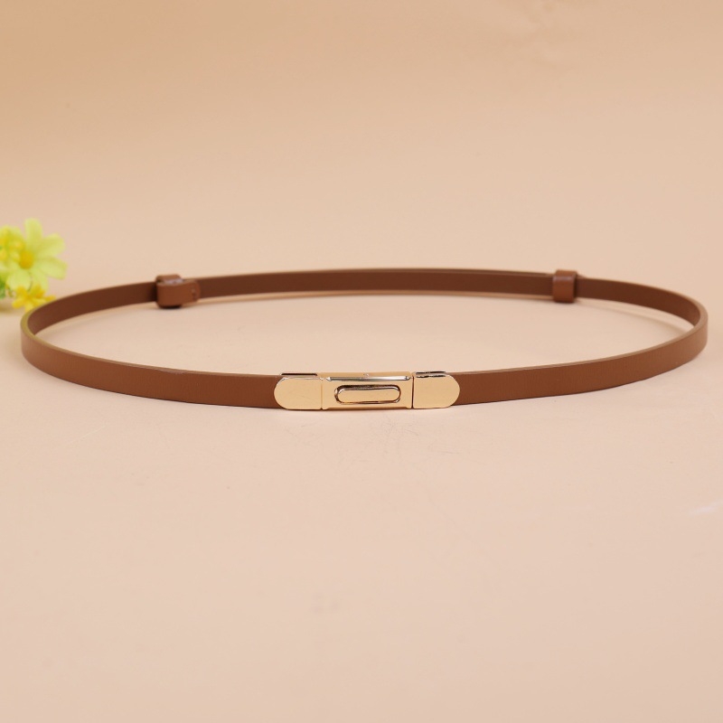 Ženski kaiš od dvostrukog goveđeg kože, kopča od prave kože, širina <2 cm, stil minimalistički, univerzalno