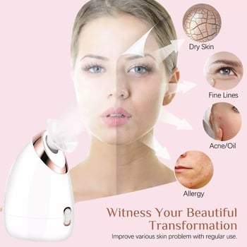 3-в-1 Нано-йонна машина за пара на лицето за домашен спа, небулайзер, горещо пръскане, горещ компрес