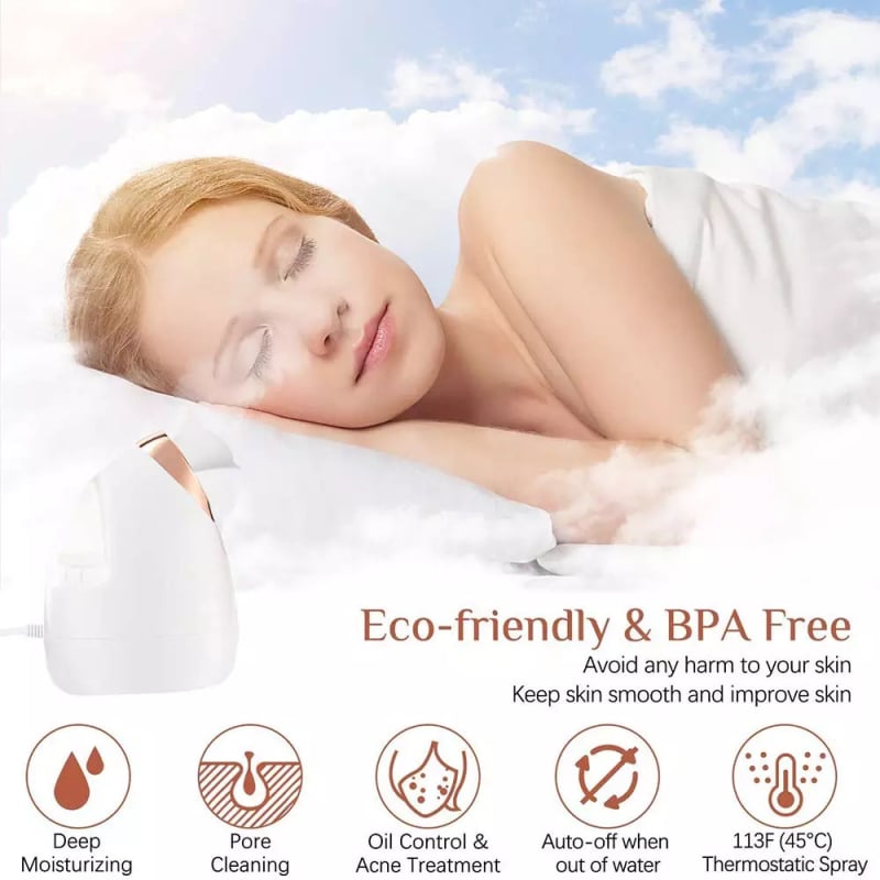 3-в-1 Нано-йонна машина за пара на лицето за домашен спа, небулайзер, горещо пръскане, горещ компрес
