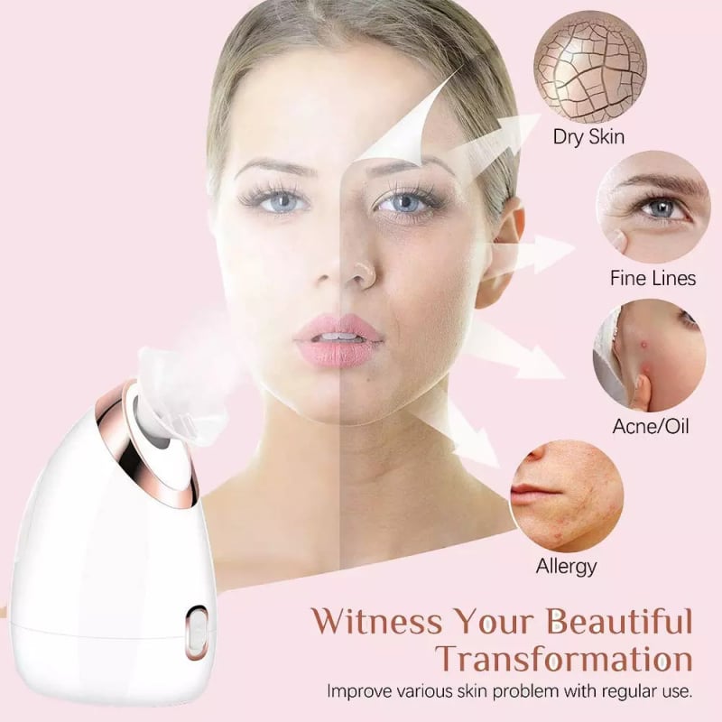 3-в-1 Нано-йонна машина за пара на лицето за домашен спа, небулайзер, горещо пръскане, горещ компрес