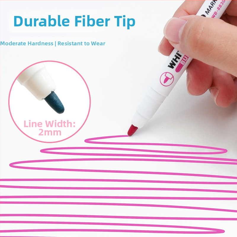 Magnetický set markerov na bielu tabuľu, s štetcom, na báze vody, vymazateľný, šírka čiary 2.0 mm