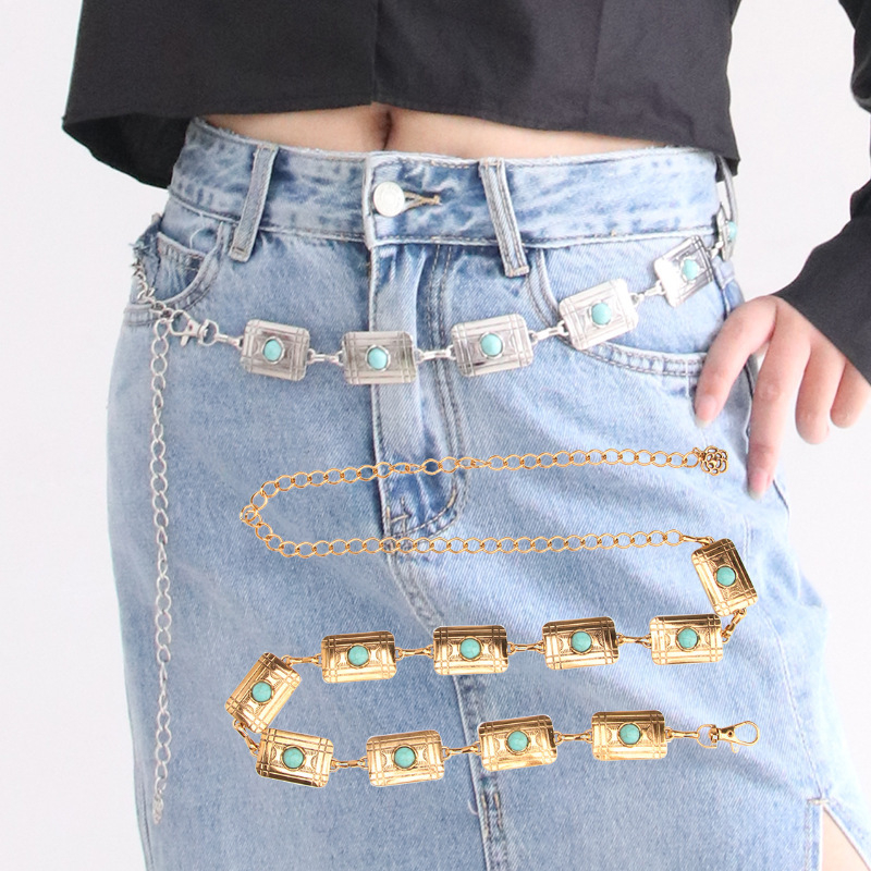 Kovinski kaiš za struk, duljina 105 cm, dizajn s jednim petljom, svestran stil za žene, proljeće 2025