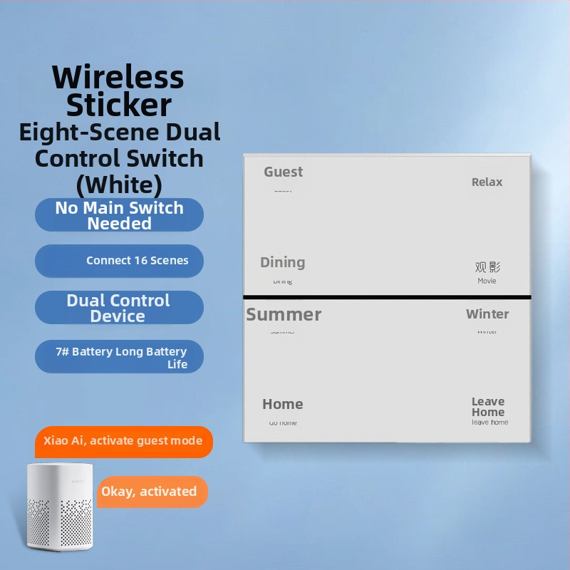 Inteligentný bezdrôtový spínač s Bluetooth Mesh, pripojený k aplikácii Mijia, dvojité ovládanie, bez kabeláže