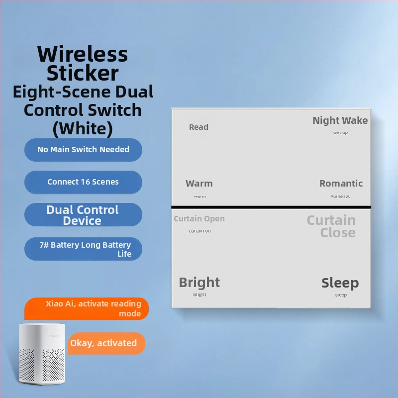 Inteligentný bezdrôtový spínač s Bluetooth Mesh, pripojený k aplikácii Mijia, dvojité ovládanie, bez kabeláže