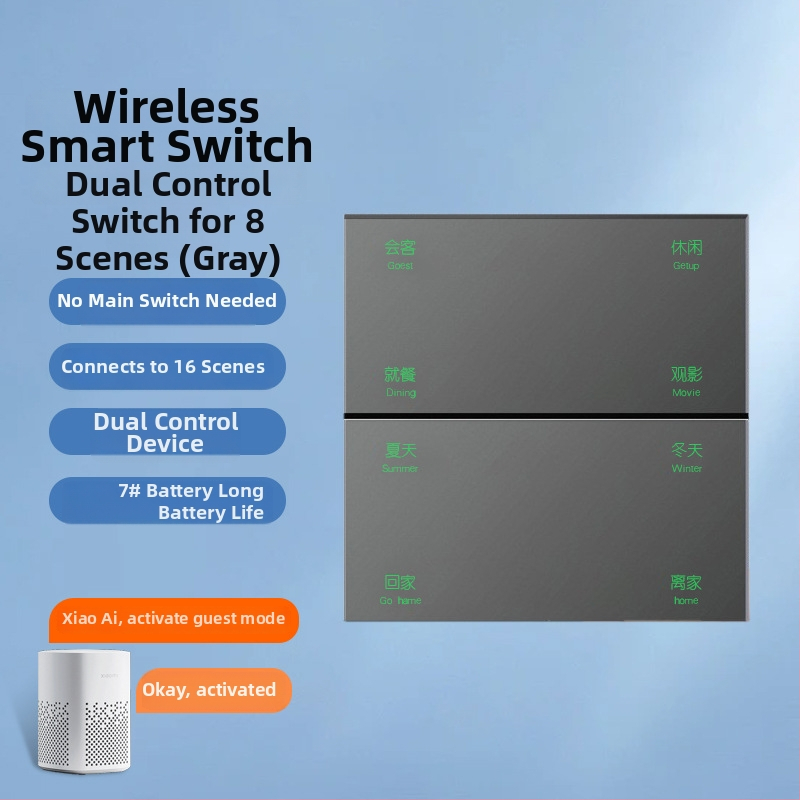 Inteligentný bezdrôtový spínač s Bluetooth Mesh, pripojený k aplikácii Mijia, dvojité ovládanie, bez kabeláže