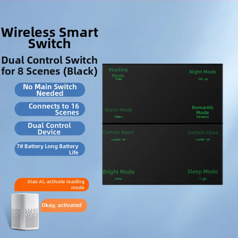 Inteligentný bezdrôtový spínač s Bluetooth Mesh, pripojený k aplikácii Mijia, dvojité ovládanie, bez kabeláže