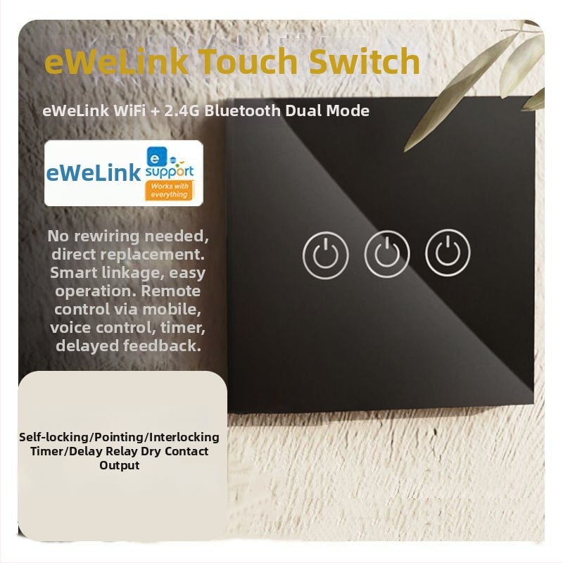 Έξυπνος διακόπτης τοίχου σε πάνελ με οθόνη αφής, WiFi, απομακρυσμένο έλεγχο και φωνητικό έλεγχο