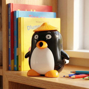 Pingvin formájú kézi ceruzavágó, modell 626, műanyag test