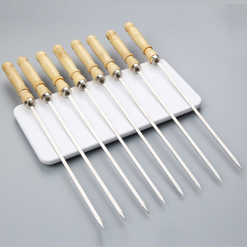 Σουβλάκια για μπάρμπεκιου από ανοξείδωτο ατσάλι με ξύλινο χειριστήριο — επαναχρησιμοποιούμενα, μάρκα Furnace, συσκευασία 2000 τεμάχια