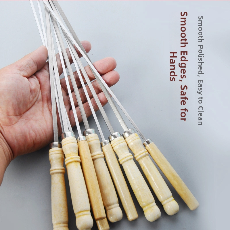 Barbecue špízy z nehrdzavejúcej ocele s drevenou rukoväťou – opakovane použiteľné, Furnace značka, balenie 2000 kusov.