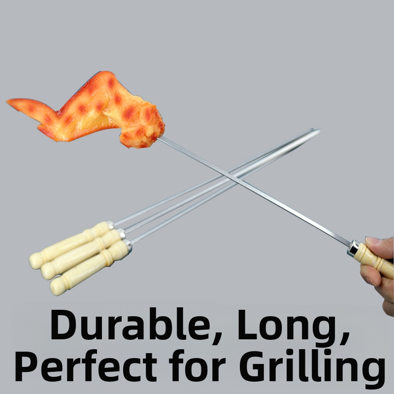 Barbecue špízy z nehrdzavejúcej ocele s drevenou rukoväťou – opakovane použiteľné, Furnace značka, balenie 2000 kusov.