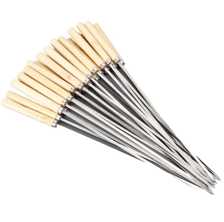 Σουβλάκια μπάρμπεκιου – επίπεδες από ανοξείδωτο χάλυβα με ξύλινο χερούλι, επαναχρησιμοποιούμενα, μάρκα Zhenshuai