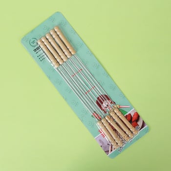 Ανοξείδωτες σούβλες με ξύλινες λαβές για αρνίσιο κεμπάμπ, επαναχρησιμοποιήσιμες, συσκευασία 100 τεμάχια