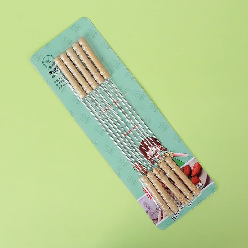 Ανοξείδωτες σούβλες με ξύλινες λαβές για αρνίσιο κεμπάμπ, επαναχρησιμοποιήσιμες, συσκευασία 100 τεμάχια