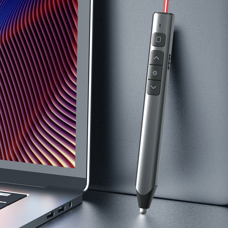 Aluminijski flip‑pen sa Type-C punjenjem, laserskim pokazivačem, elektroničkim daljinskim upravljačem i PPT multimedijom