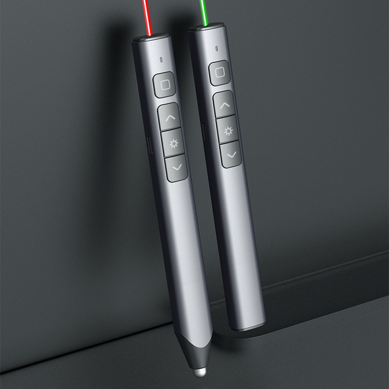 Aluminijski flip‑pen sa Type-C punjenjem, laserskim pokazivačem, elektroničkim daljinskim upravljačem i PPT multimedijom