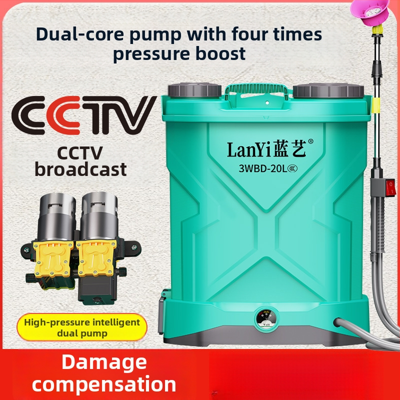 Elektrický postrekovač s dvojitým čerpadlom, vysokým tlakom, lítiovou batériou pre poľnohospodársku dezinfekciu a postrek pesticídmi