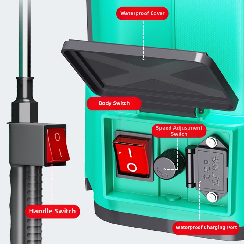Elektrický postrekovač s dvojitým čerpadlom, vysokým tlakom, lítiovou batériou pre poľnohospodársku dezinfekciu a postrek pesticídmi
