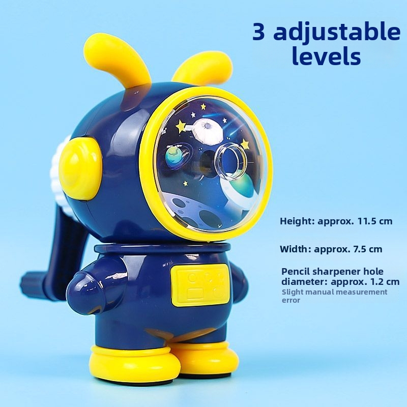 Oštrač olovaka s dizajnom svemirskog zeca, podesiv, polautomatni pogon, plastično kućište, pogodan za učenike osnovne škole i vrtić