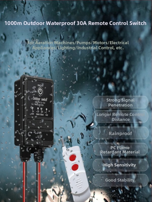 Inteligentni vodootporni bežični prekidač za vanjsku upotrebu, 12V DC, daljinsko upravljanje