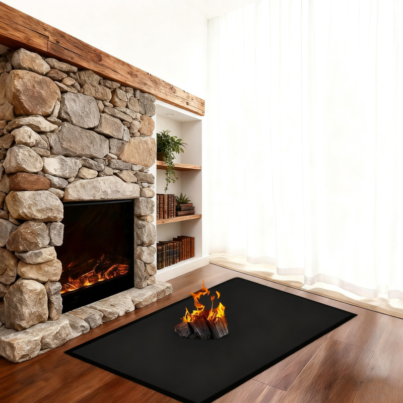 Covoraș pentru grătar, gril din silicon în 3 straturi, rotund și dreptunghiular, protecție ignifugă pentru podea de terasă