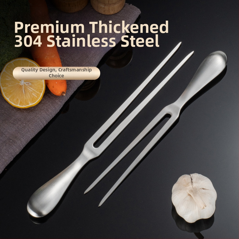 Tianqi 304 nerezová oceľ, vidlica na gril s tvarom U – hrubšia domáca vidlica na Mäso pre steaky a jahňacie stehno