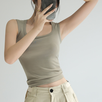 Γυναικείο αμάνικο τοπ, καλοκαίρι 2025, νέο μοντέλο, κατάλληλο για εσωτερική επένδυση, κρύβει τα πλαϊνά του στήθους, μονόχρωμο, φαρδύ λουράκι για το κάτω μέρος