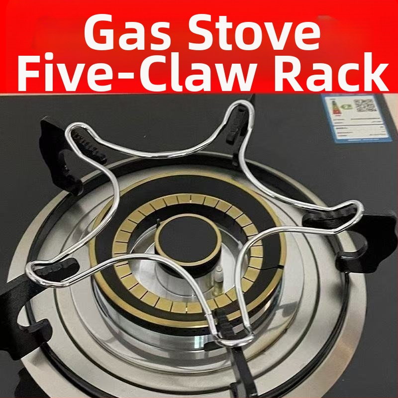 Nerezový univerzálny držiak na nádoby pre plynový varič, protisklzový; kompatibilný s wokom, polievkovým hrncom a mliečnym hrnčekom; dizajn s piatimi a štyrmi zubami