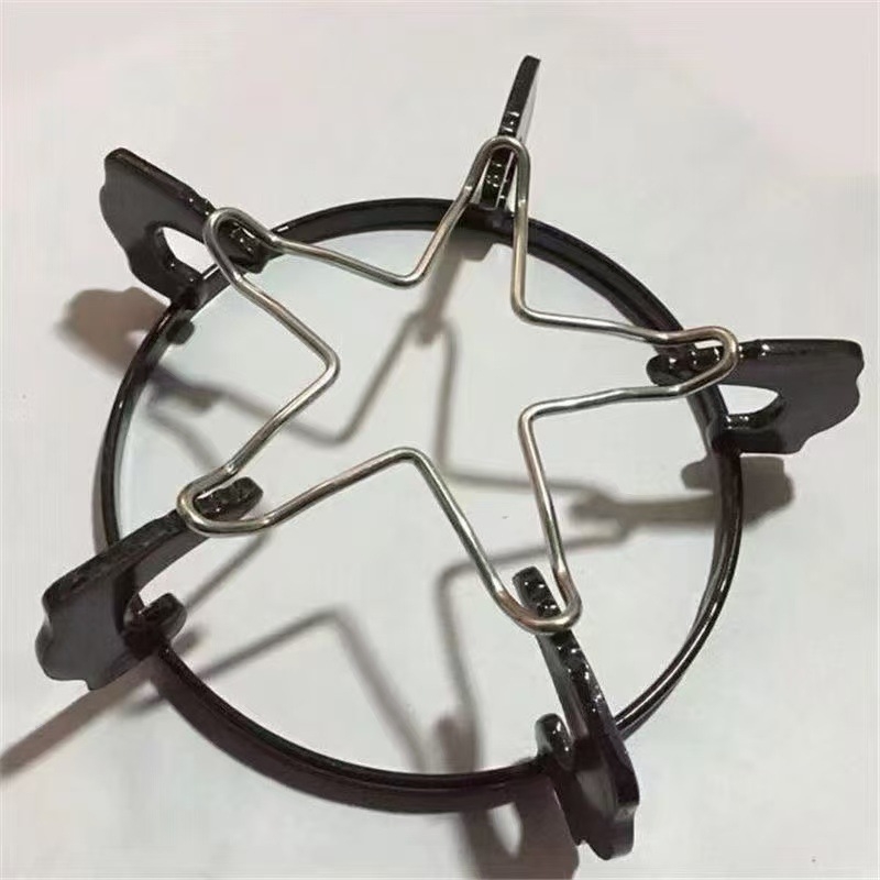 Nerđajući čelični univerzalni držač posuda za plinski štednjak, protuklizni; kompatibilan s wokom, loncem za juhu i mliječnim loncem; dizajn s pet i četiri zuba