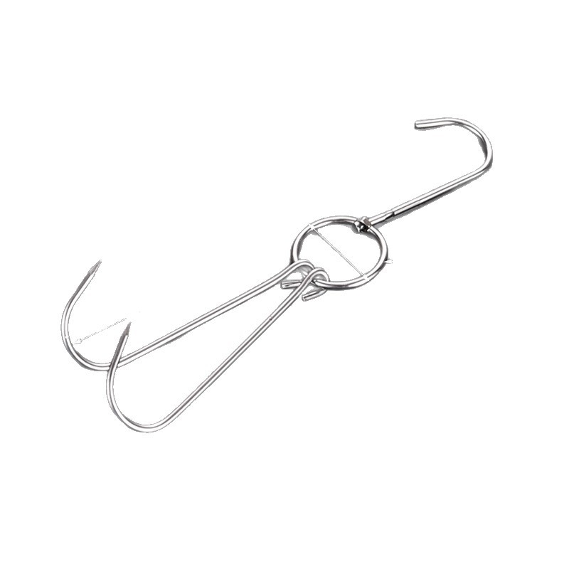 Ανοξείδωτος Γάντζος BBQ για το Ψήσιμο Πάπιας – Διπλός Γάντζος με Δαχτυλίδι, Επαναχρησιμοποιούμενη Κρεμάστρα Κρέατος στην Κουζίνα