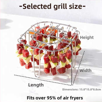 Vertikalni nehrđajući čelični stalak za ražnjiće za fritezu s zrakom – bez okretanja, otporan na visoke temperature, jednostavan za čišćenje