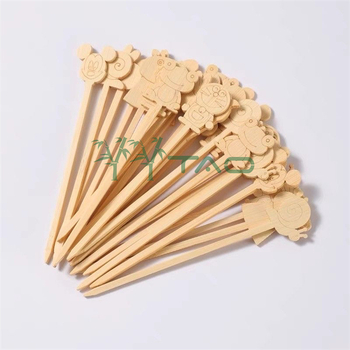 Crtični bambus štapići – mini jednokratni, uzorak životinjskog žakarda, za voće i roštilj, tiskanje logotipa dostupno