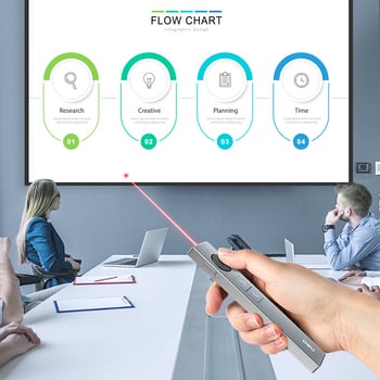 Deli 50682W Oldalfordító toll PPT távirányítóval, nagyító funkcióval, többfunkciós lézer toll, 200 m lézerhatótávolság, 650 nm hullámhossz, újratölthető Li-ion akkumulátor