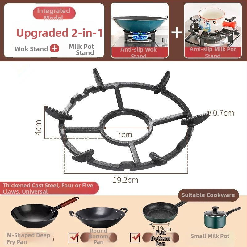 Držiak na plynový varič a vešiak na hrnce z liatiny, protišmykový povrch, univerzálny, model TY-608, zabudovaná montáž