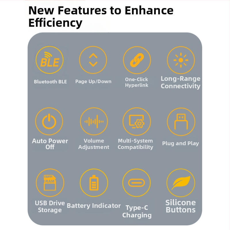 Vezeték nélküli PPT prezentáló toll Bluetooth BLE-vel, 650 nm lézer, lézeres távolság 100, akkumulátor élettartam >20 óra, szilikon gombok, márka Utoπ